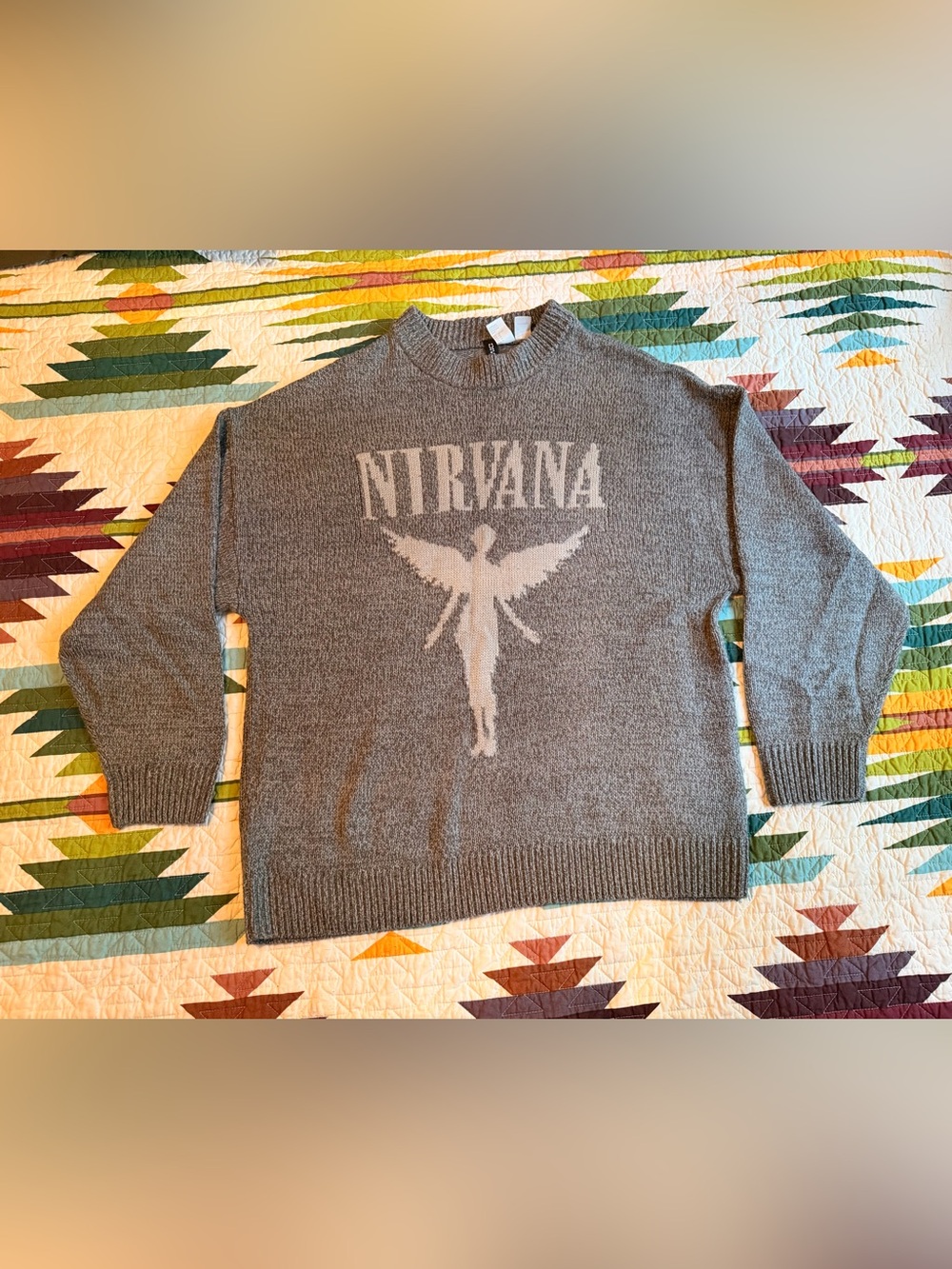 H&M Gray Crewneck Nirvana Sweater